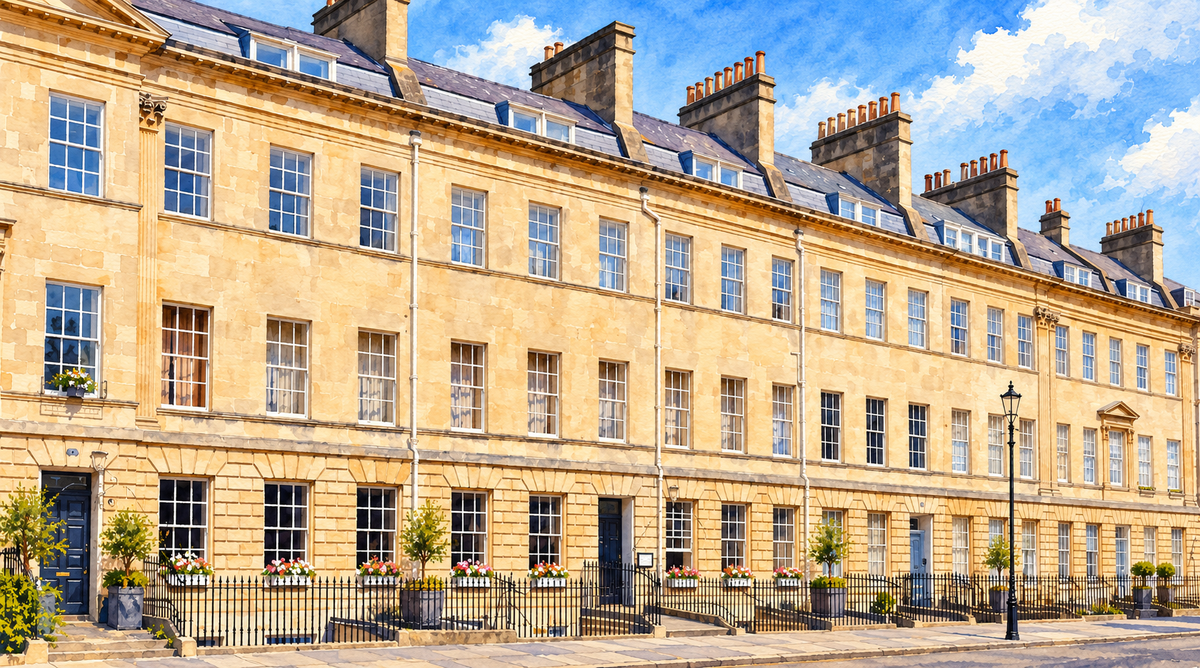 Watercolour of No.15 by GuestHouse on Great Pulteney Street, Bath