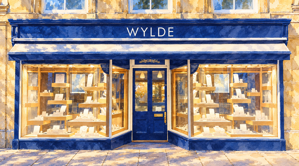 Watercolour of Wylde Jewellers on Northumberland Place, Bath