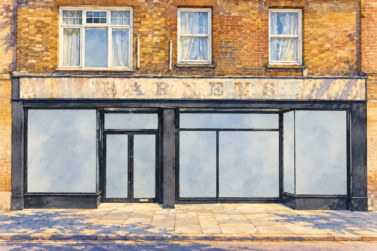 Vanderlyle restaurant frontage on Mill Road, Cambridge, sunny landscape watercolour