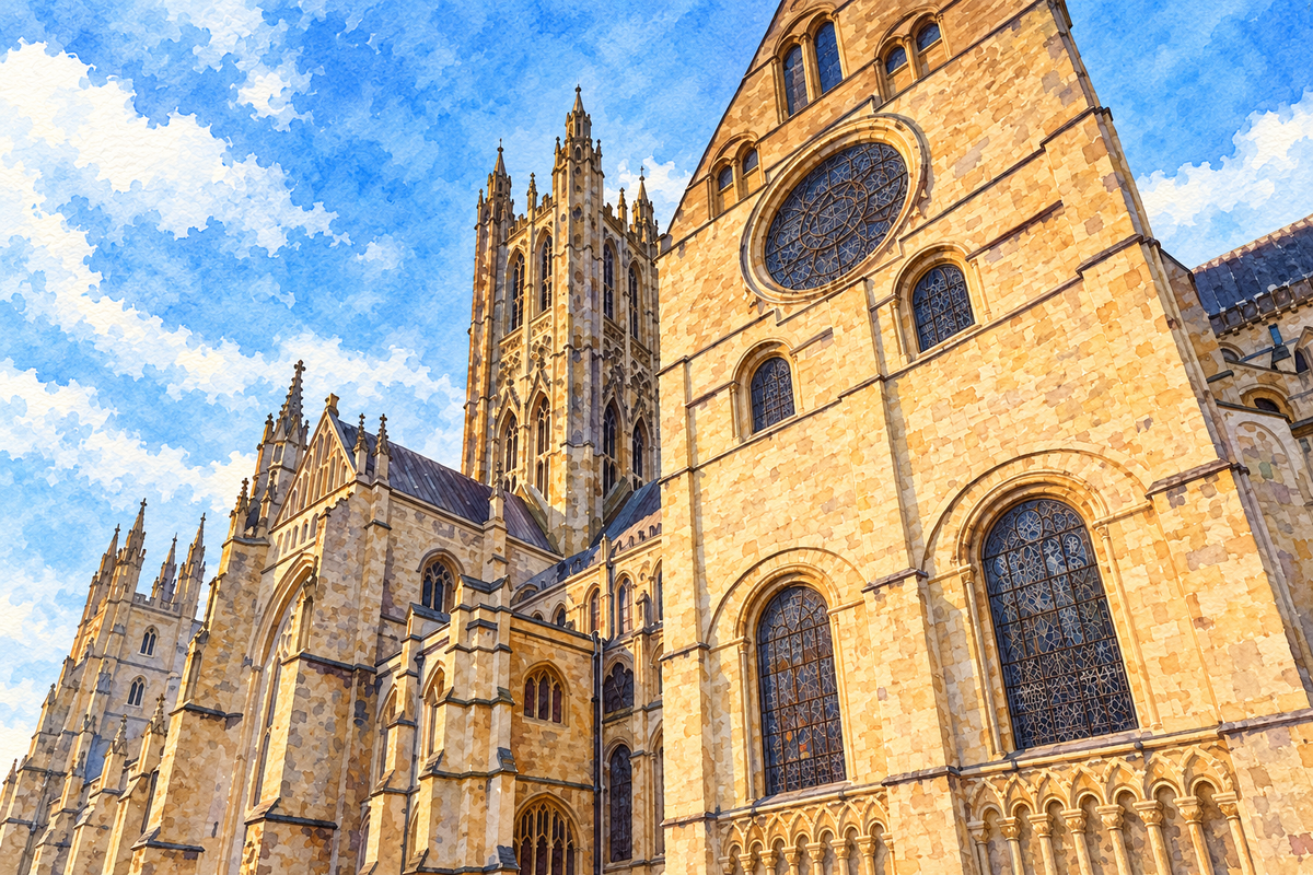 The south transept and Bell Harry Tower at Canterbury Cathedral
