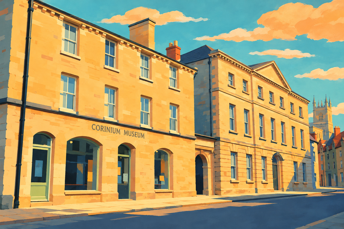 Illustration of the Corinium Museum entrance on Park Street and adjoining classical frontage.