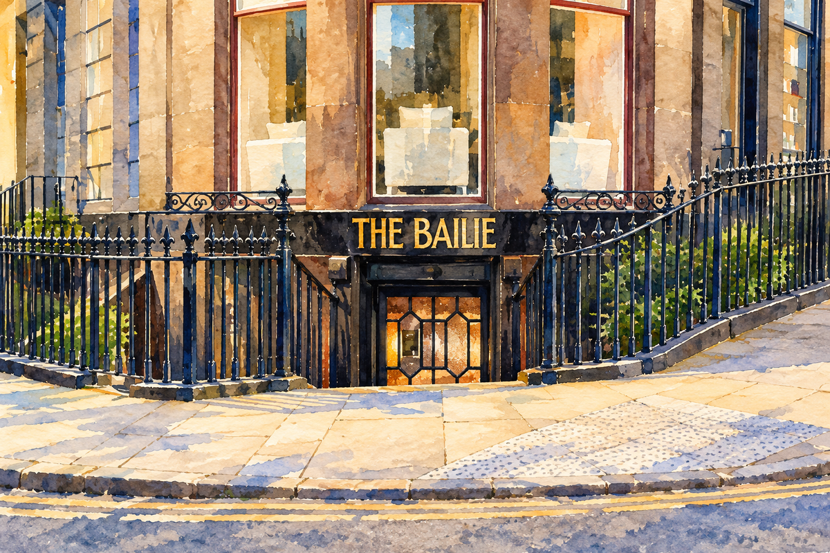 Watercolour of The Bailie Bar entrance