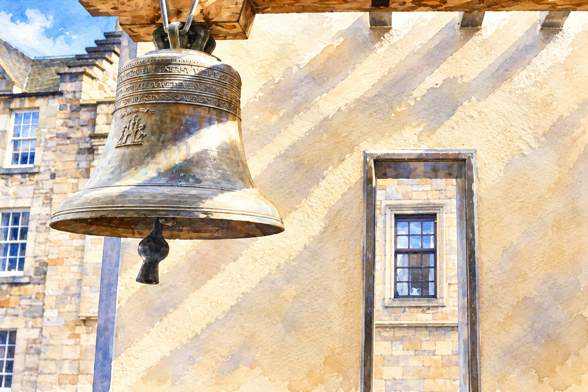 Watercolour of the Scottish Storytelling Centre bell