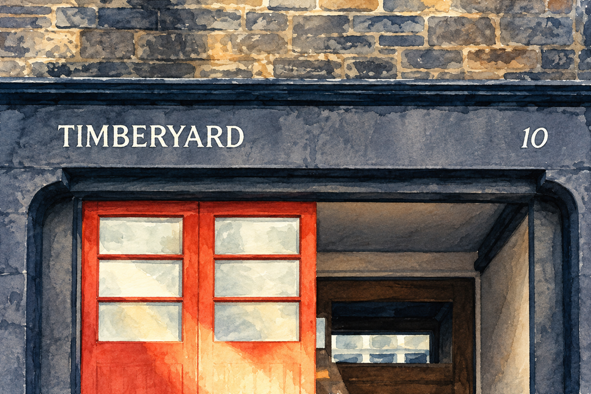 Watercolour of Timberyard’s entrance on Lady Lawson Street, Edinburgh