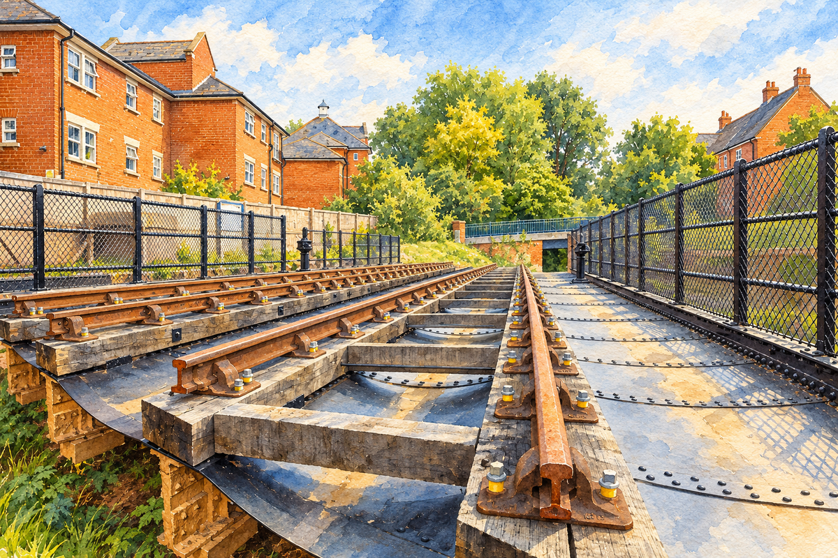 Watercolour of the restored Rewley Road Swing Bridge, an Oxford Preservation Trust project.